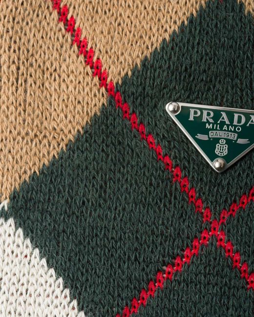 Prada Black Triangle-Logo Checked Socks