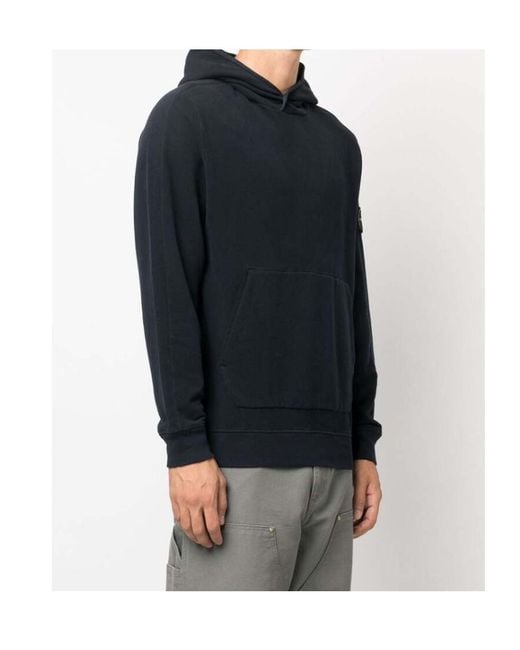 Stone Island Blue Compass Badge Hoodie for men