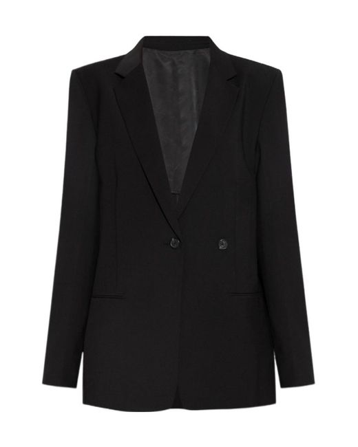 Helmut Lang Black Double-Breasted Boxy Blazer