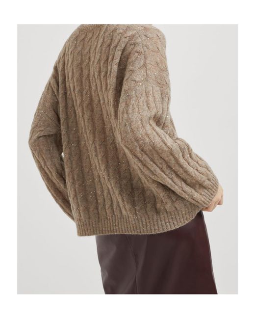 Brunello Cucinelli Brown Cable-Knit Jumper