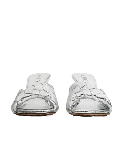 Bottega Veneta White Blink Folded Detailed Mules