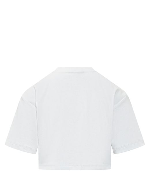 Off-White c/o Virgil Abloh White Off Stamp Rib Cropped T-Shirt
