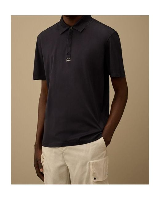 C P Company Black Cotton Polo Shirt for men