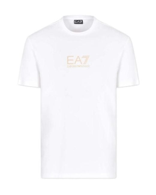 EA7 White Jersey Crew-Neck T-Shirt for men