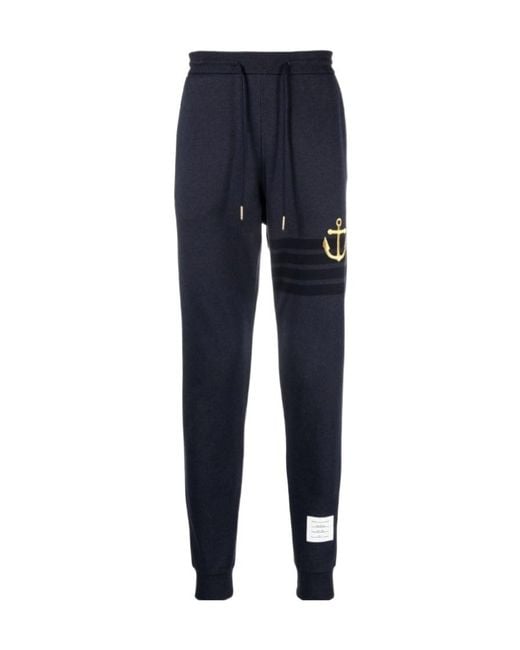 Thom Browne Blue Anchor Embroidered Trackpants for men