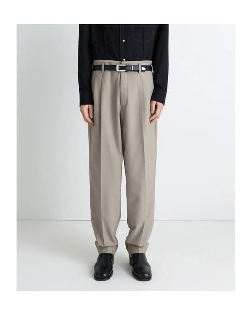 Lemaire Gray Pleated-Front Side-Adjustable Trousers for men
