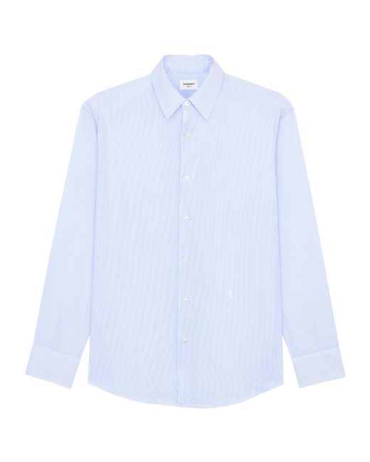 Saint Laurent White Cassandre Striped Shirt for men