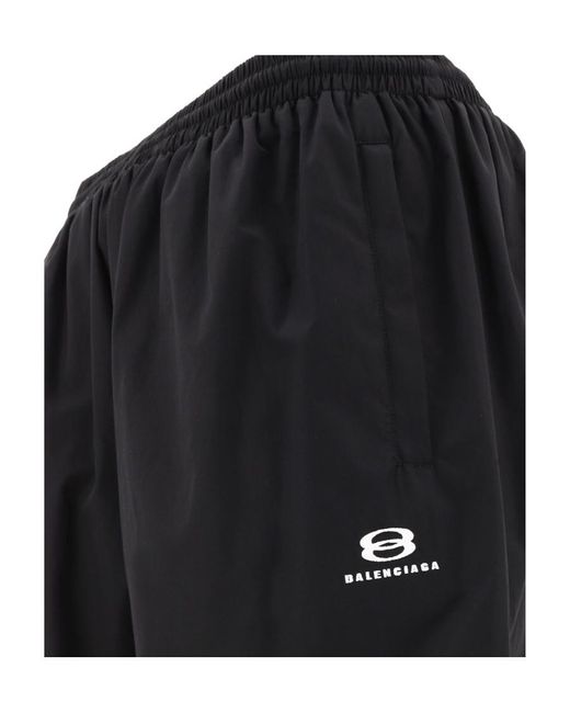 Balenciaga Black Logo Embroidered Track Pants for men
