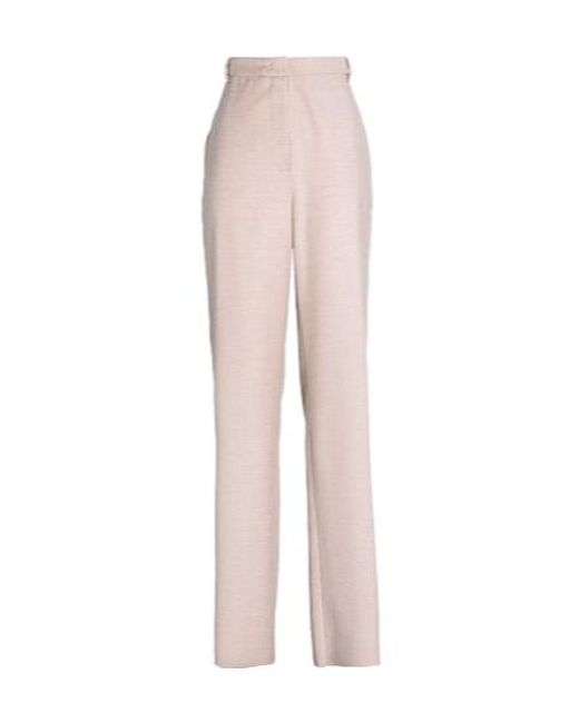 Max Mara White Solid Straight-Leg Long Pants