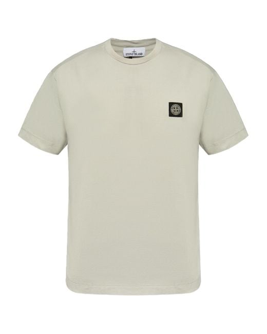 Stone Island White Compass Patch Crewneck T-Shirt for men