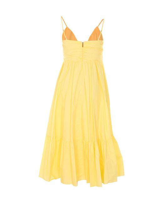 MICHAEL Michael Kors Yellow Ruched Midi Dress