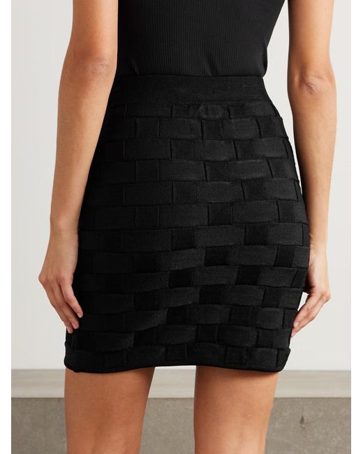 TOVE Black Ash Jacquard-Knit Mini Skirt