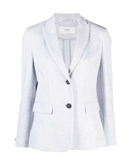 Peserico Blue Single-Breasted Suit Jacket