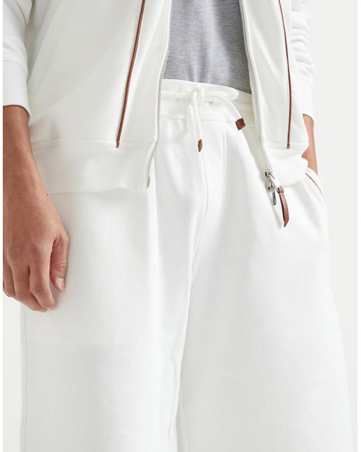 Brunello Cucinelli White Drawstring Bermuda Shorts for men