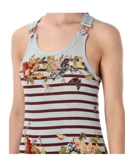 Jean Paul Gaultier White Mariniere Grape Tank Long Dress
