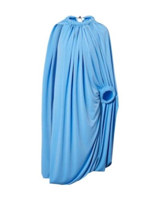 Coperni Blue Caped Draped Smocked Midi Dress