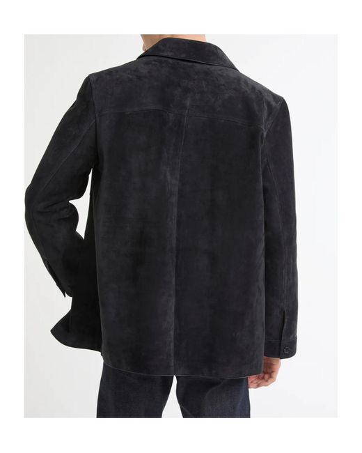 Yves Salomon Blue Button-Fastening Suede Jacket