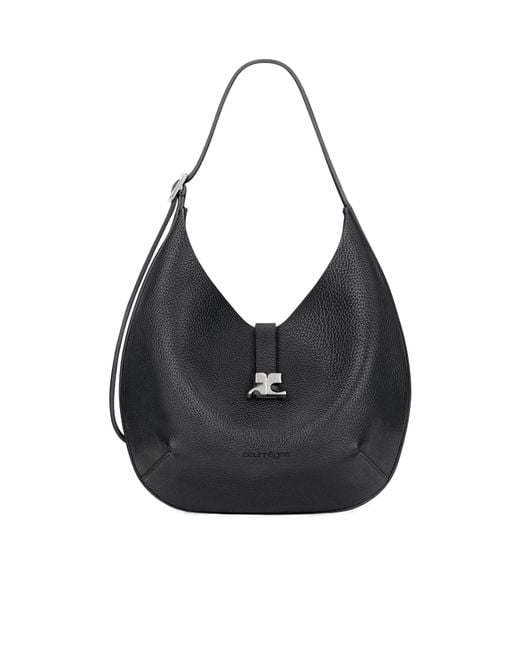 Courreges Black Courrèges Logo Hobo Shoulder Bag