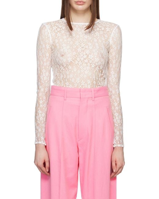 Isabel Marant White Toyela Lace Crewneck Top