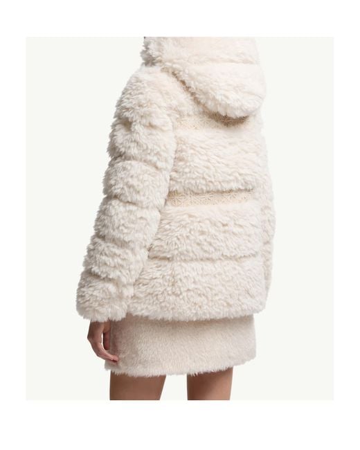 Moncler Natural Verie Teddy Hooded Short Down Jacket