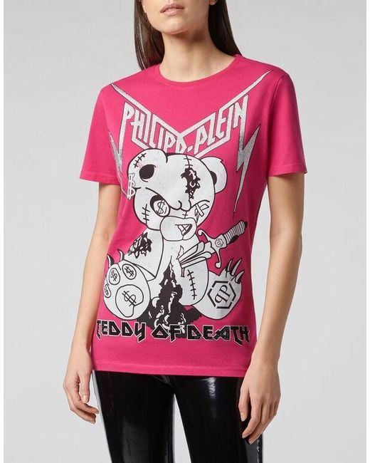 Philipp Plein Pink Logo Details T-Shirt