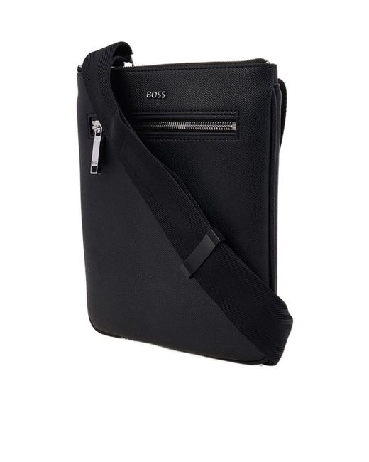Boss Black Logo-Lettering Messenger Bag for men