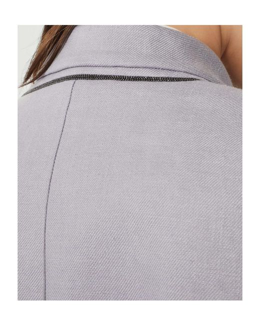 Brunello Cucinelli Gray Double-Breasted Long-Sleeved Blazer