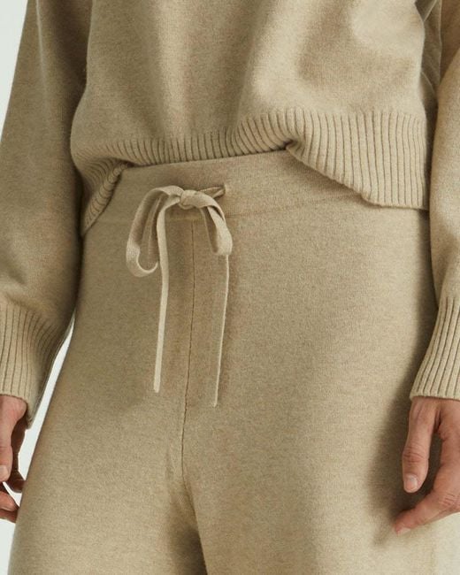 Yves Salomon Natural Knitted Wide-Leg Trousers