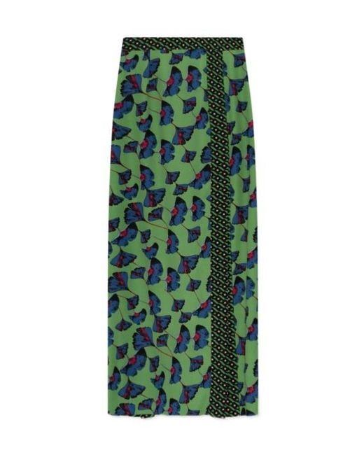 Diane von Furstenberg Green Latrice Floral-Print Maxi Skirt