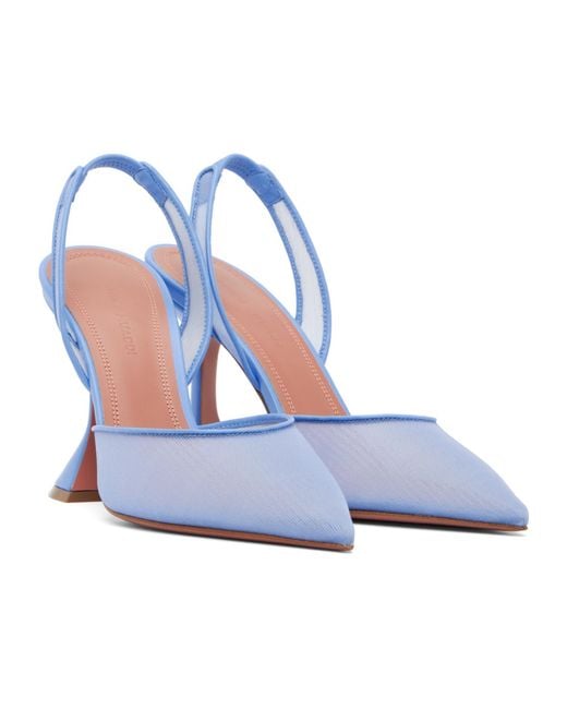 AMINA MUADDI Blue Holli Mesh Sling 95 Pointed-Toe High-Heeled Sandals
