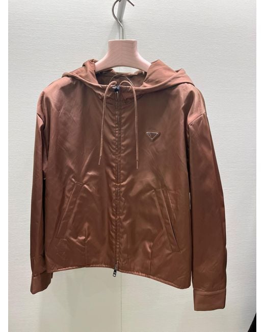 Prada Brown Triangle-Logo Zipped Jacket