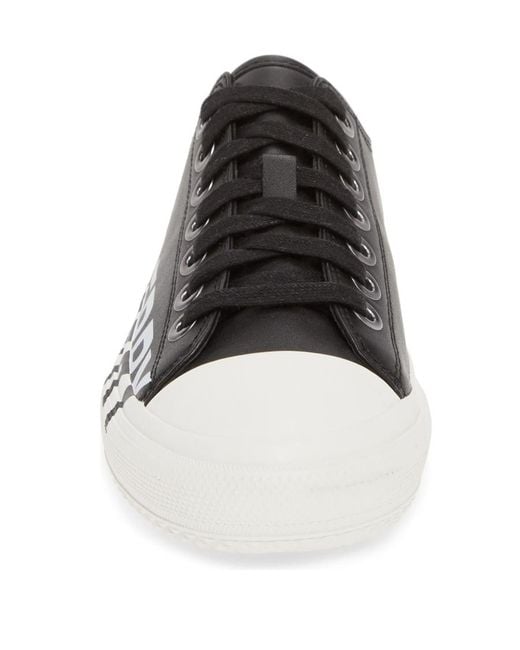 Burberry Black Logo Print Lace-Up Sneakers
