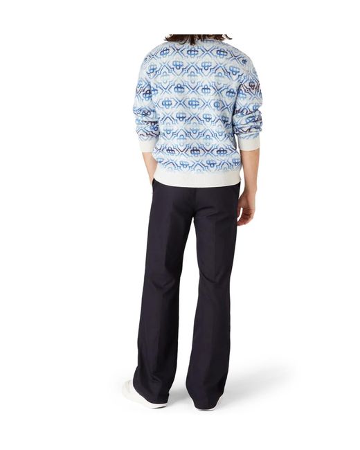 Casablanca Blue Space Dye Monogram Long Sleeved Cardigan for men