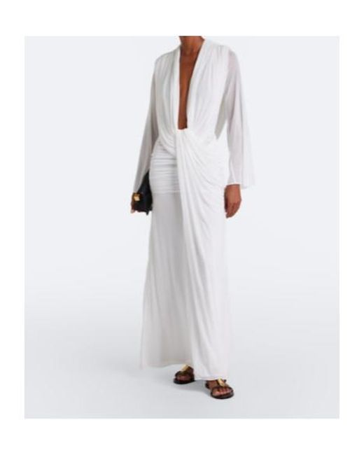 Christopher Esber White Ripple Draped Jersey Gown