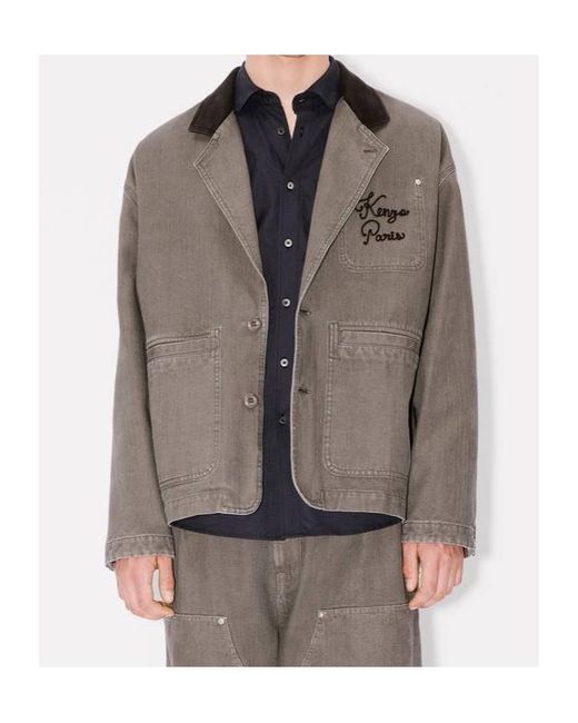 KENZO Brown Paris Chainstitch' Workwear Jacket for men