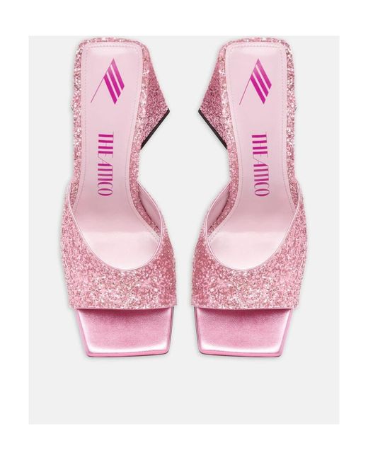 The Attico Pink The Devon Sequin Embellished Block Heel Mules