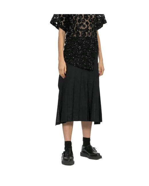 Junya Watanabe Black Flared Wrap Midi Skirt
