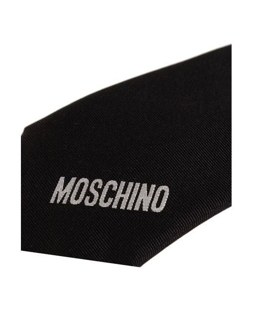 Moschino Black Logo Jacquard Satin Tie for men