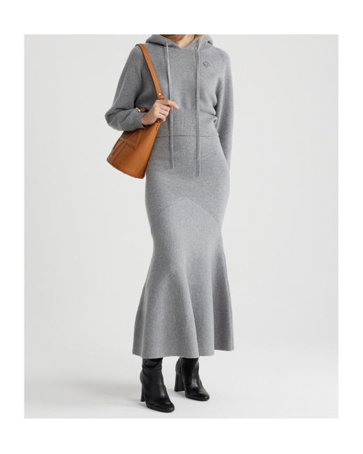 Patou Gray Wool Peplum Skirt