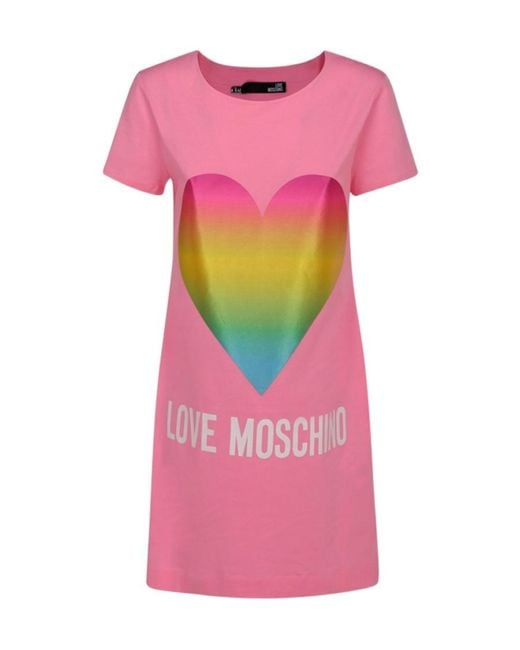 Moschino Pink Heart Print T-Shirt Dress