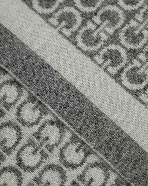 Ferragamo Gray Logo Knitted Scarf