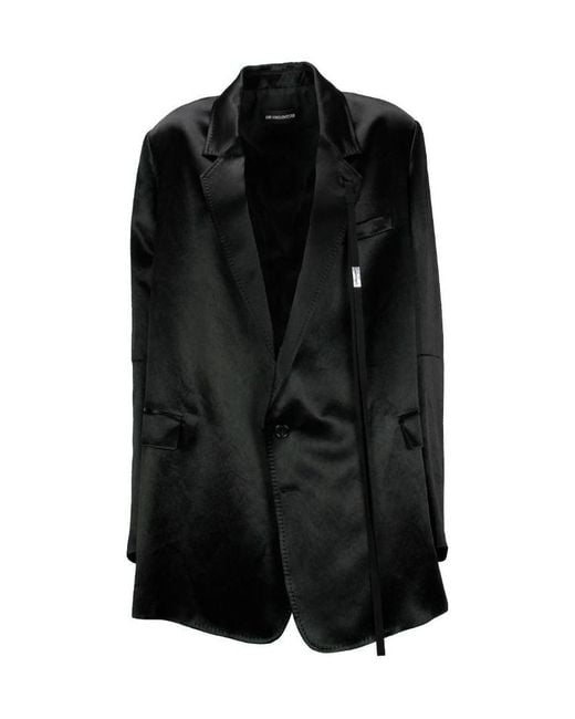 Ann Demeulemeester Black Polished Oversize Button-Up Blazer