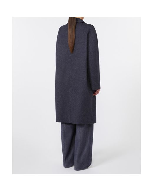 Max Mara Blue Denim-Effect Wool Coat
