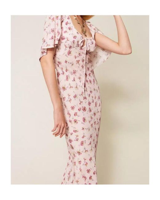 Twinset Pink Long Floral Print Dress