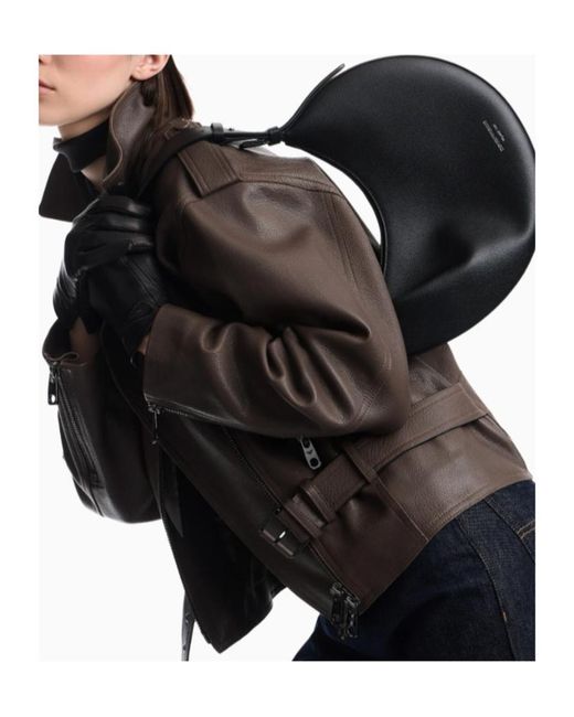 Emporio Armani Black 1981 Leather Crescent-Shape Shoulder Bag