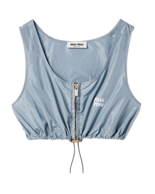 Miu Miu Blue Technical Silk Top