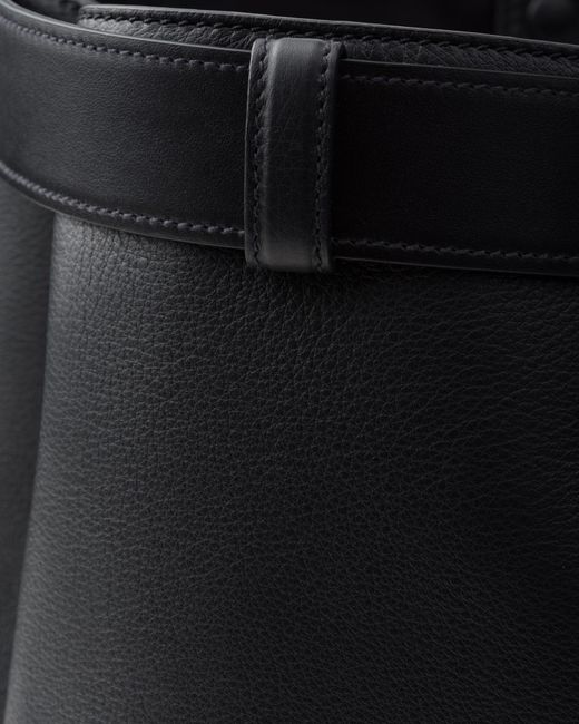 Prada Black Buckle Leather Bag With Belt for men