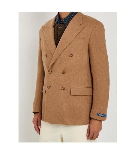 Polo Ralph Lauren Brown Double-Breasted Camel Hair Blazer for men