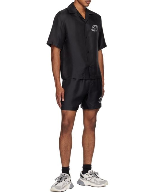 Amiri Black Logo Printed Swim Shorts for men