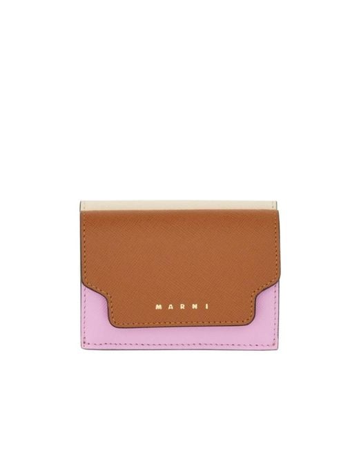 Marni White Logo Printed Tri-Fold Wallet